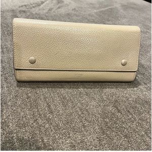 Celine Large Flap Continental Long Double Snap Trifold Wallet Grained Calfskin